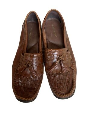 Nunn Bush Men’s Brown Woven Leather Tassel Loafers Size 8.5